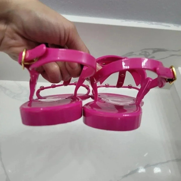 Kate Spade Savannah Hot Pink Rhinestone Jelly Sandals - Picture 10 of 12
